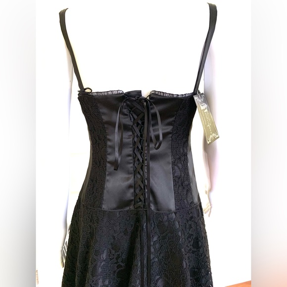 Laughing Vampire gothic satin & floral lace prom dress deadstock 90’s vintage M - Picture 3 of 16